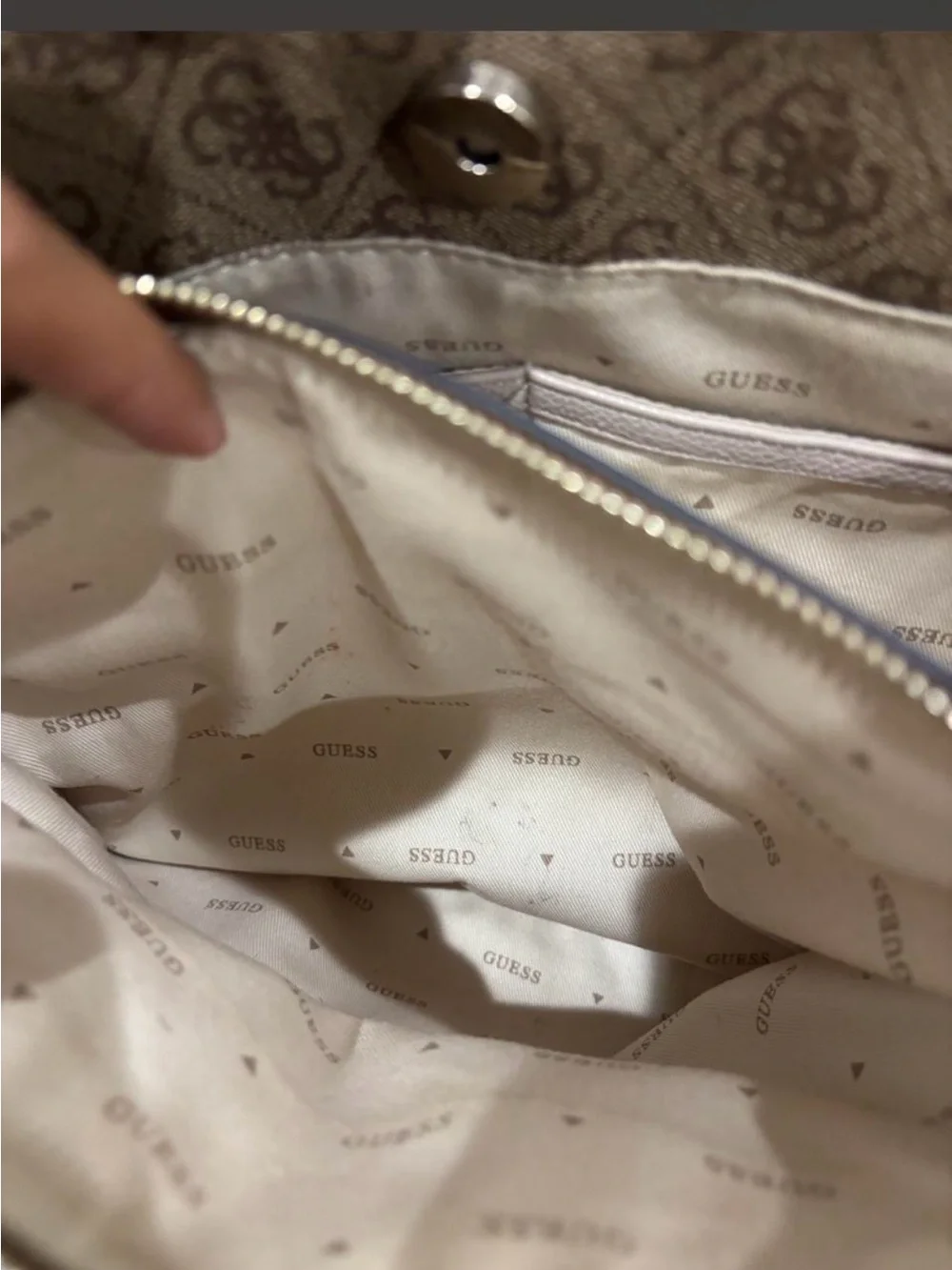 GUESS Brown Monogram Satchel Handbag